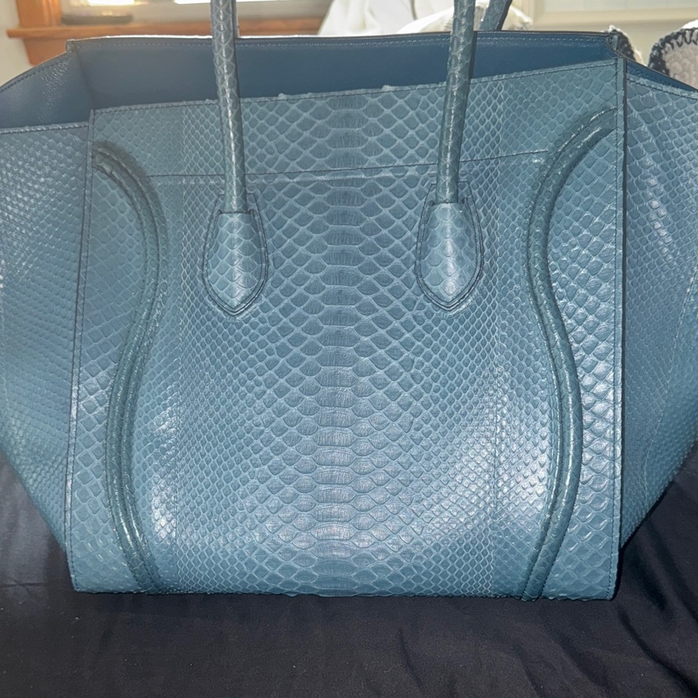 Celine Blue Python Luggage Tote - image 3